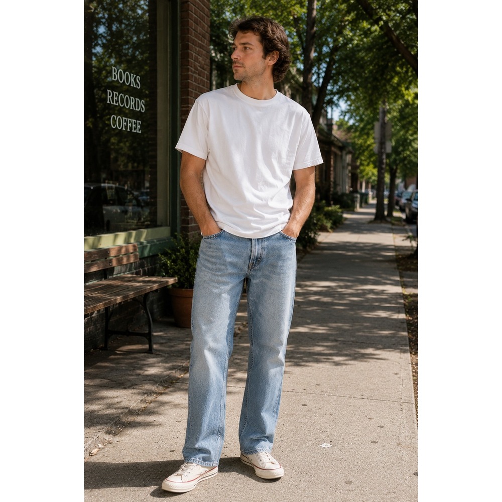 Levis 505 Regular Fit Mens Light Wash Blue Denim Jeans 34x30
